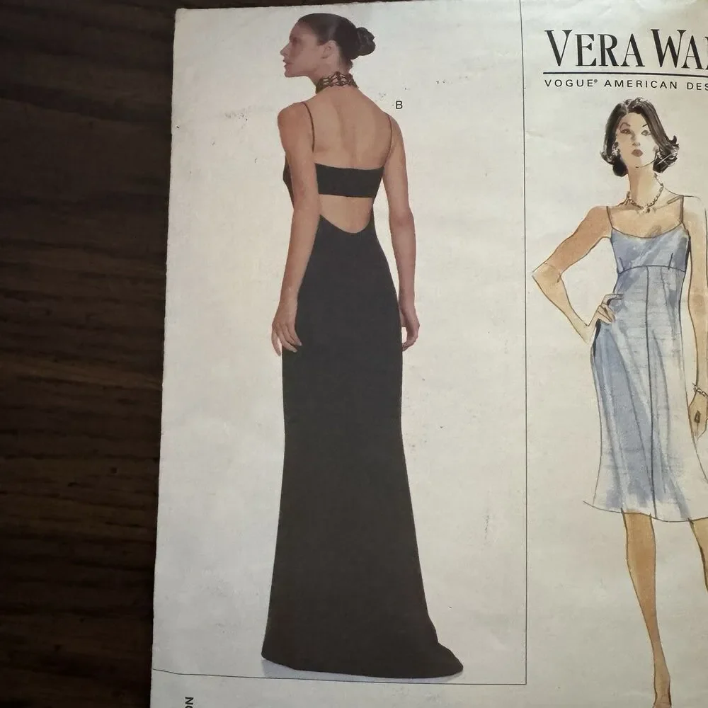 Vogue Vera Wang Dress Sewing Pattern 2257 8-10-12 Misses OOP Maxi Midi A Line